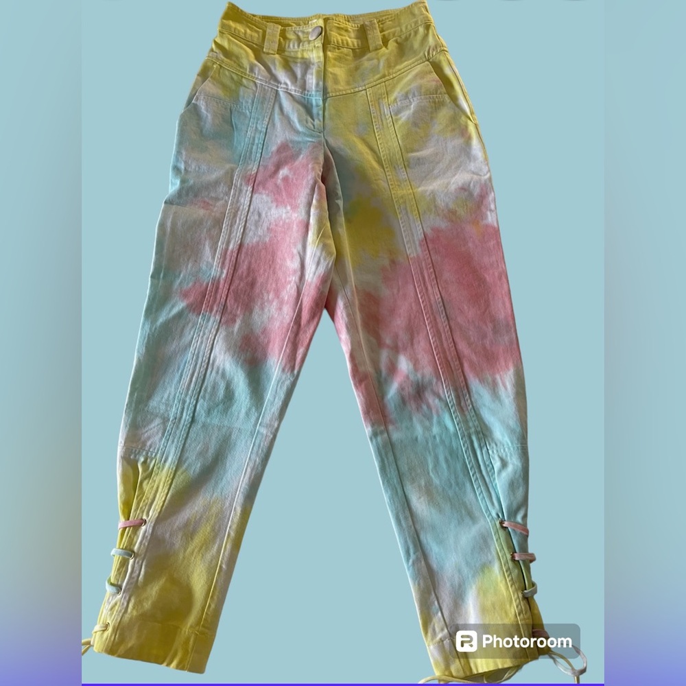 Love Shack Fancy (Jeans) Pants Tao (pastel) Radical Tie dye EUC - Picture 4 of 15